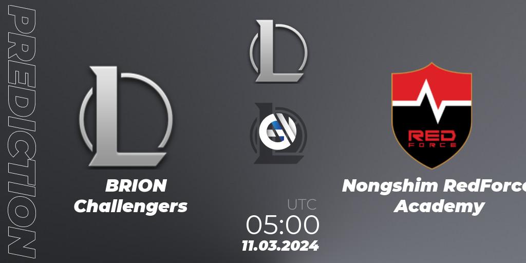 BRION Challengers - Nongshim RedForce Academy: Maç tahminleri. 11.03.24, LoL, LCK Challengers League 2024 Spring - Group Stage