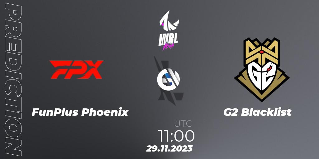 FunPlus Phoenix - G2 Blacklist: Maç tahminleri. 29.11.2023 at 11:00, Wild Rift, WRL Asia 2023 - Season 2 - Regular Season