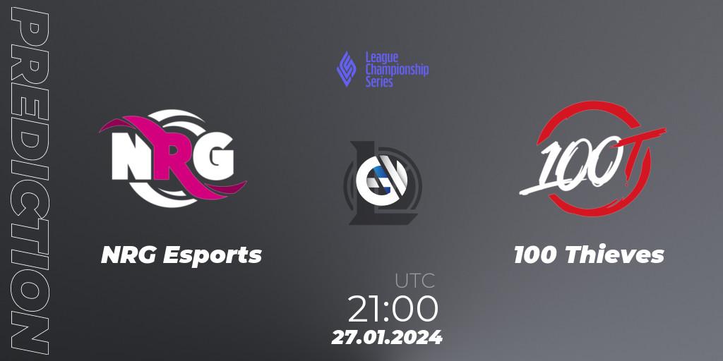 NRG Esports - 100 Thieves: Maç tahminleri. 27.01.2024 at 21:00, LoL, LCS Spring 2024 - Group Stage