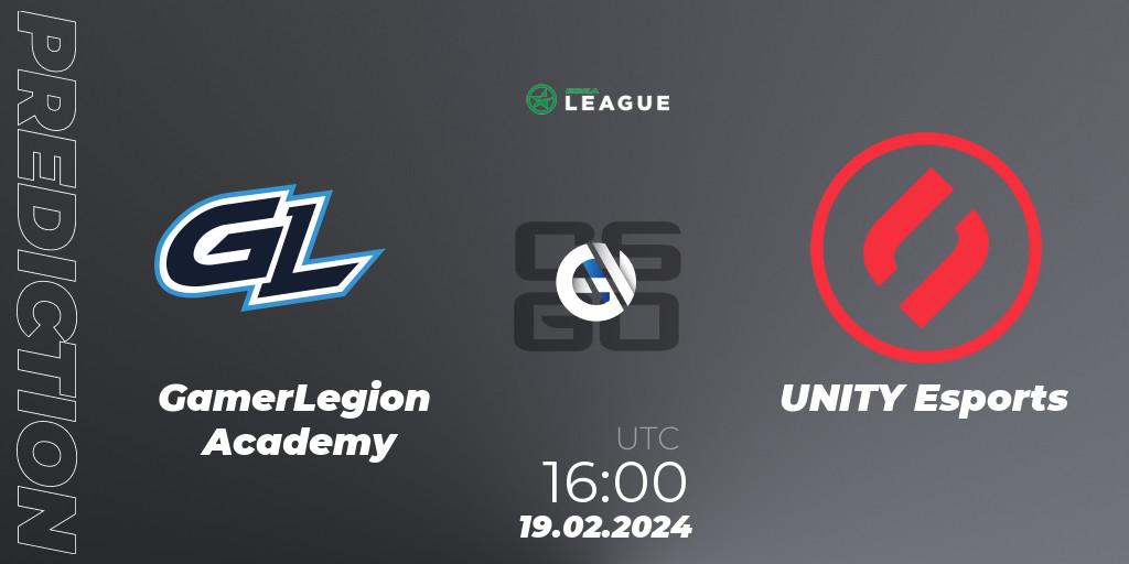 GamerLegion Academy - UNITY Esports: Maç tahminleri. 19.02.2024 at 16:00, Counter-Strike (CS2), ESEA Season 48: Advanced Division - Europe