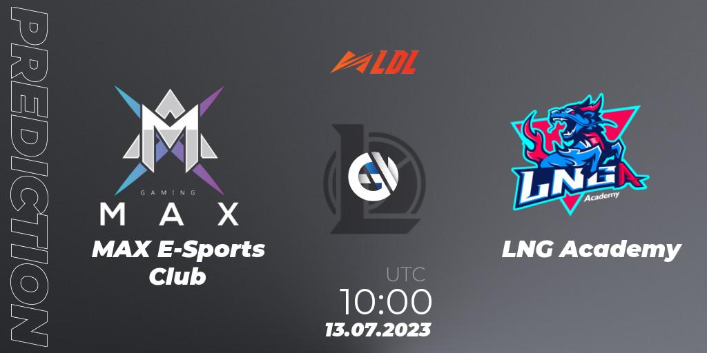 MAX E-Sports Club - LNG Academy: Maç tahminleri. 13.07.2023 at 11:00, LoL, LDL 2023 - Regular Season - Stage 3