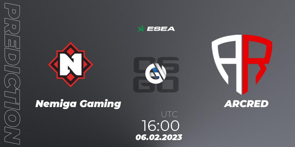 Nemiga Gaming - ARCRED: Maç tahminleri. 06.02.23, CS2 (CS:GO), ESEA Season 44: Advanced Division - Europe