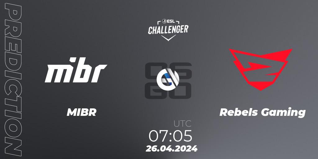 MIBR - Rebels Gaming: Maç tahminleri. 26.04.24, CS2 (CS:GO), ESL Challenger April 2024