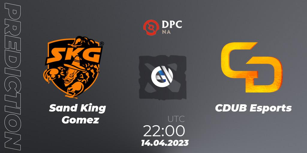Sand King Gomez - CDUB Esports: Maç tahminleri. 14.04.2023 at 21:55, Dota 2, DPC 2023 Tour 2: NA Division II (Lower)