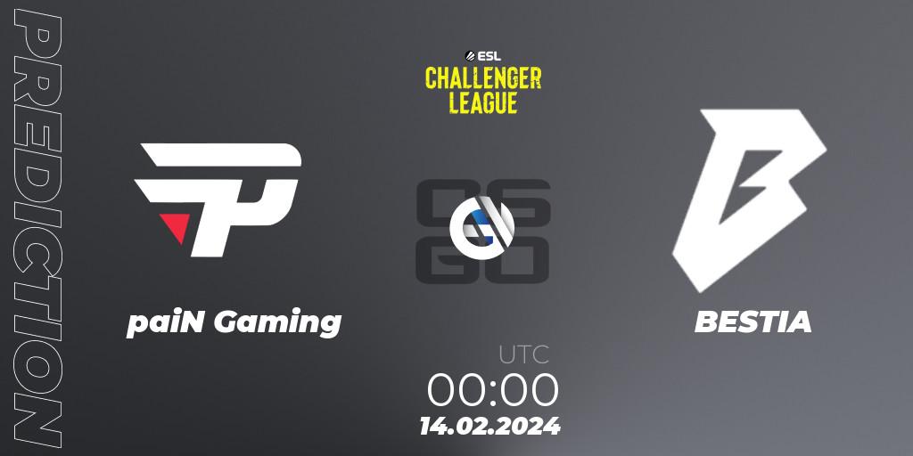 paiN Gaming - BESTIA: Maç tahminleri. 14.02.2024 at 00:00, Counter-Strike (CS2), ESL Challenger League Season 47: South America