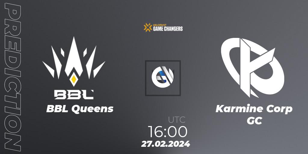 BBL Queens - Karmine Corp GC: Maç tahminleri. 27.02.2024 at 16:00, VALORANT, VCT 2024: Game Changers EMEA Stage 1