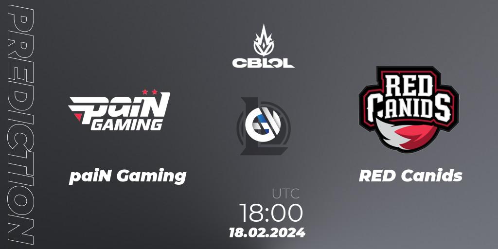 paiN Gaming - RED Canids: Maç tahminleri. 18.02.2024 at 18:00, LoL, CBLOL Split 1 2024 - Group Stage