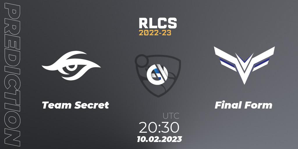 Team Secret - Final Form: Maç tahminleri. 10.02.2023 at 20:30, Rocket League, RLCS 2022-23 - Winter: South America Regional 2 - Winter Cup