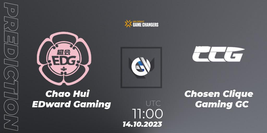 Chao Hui EDward Gaming - Chosen Clique Gaming GC: Maç tahminleri. 14.10.2023 at 11:00, VALORANT, VALORANT Champions Tour 2023: Game Changers China Qualifier