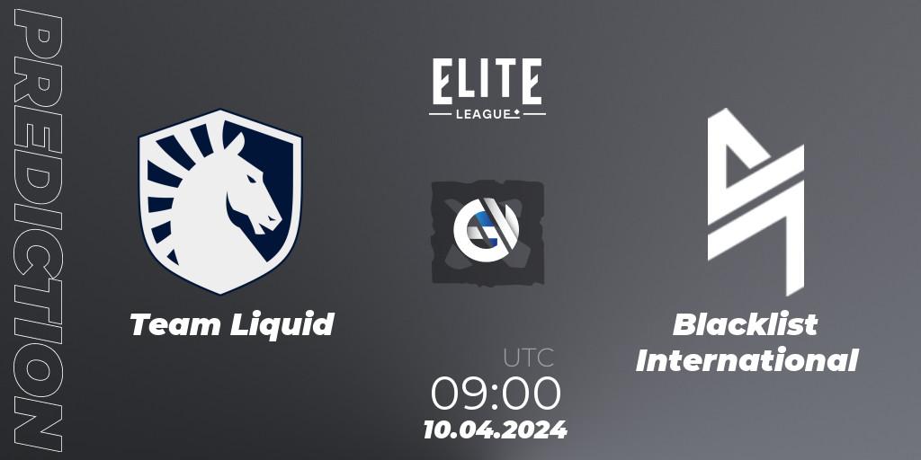 Team Liquid - Blacklist International: Maç tahminleri. 10.04.24, Dota 2, Elite League: Round-Robin Stage