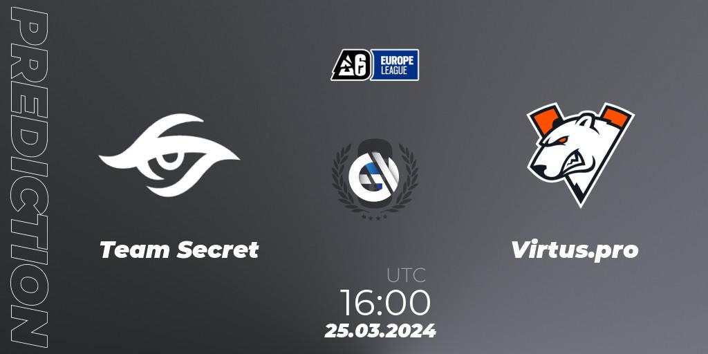 Team Secret - Virtus.pro: Maç tahminleri. 25.03.24, Rainbow Six, Europe League 2024 - Stage 1