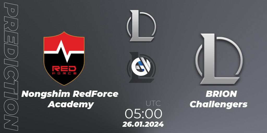 Nongshim RedForce Academy - BRION Challengers: Maç tahminleri. 26.01.2024 at 05:00, LoL, LCK Challengers League 2024 Spring - Group Stage