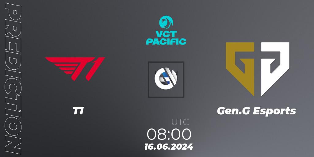 T1 - Gen.G Esports: Maç tahminleri. 16.06.2024 at 08:00, VALORANT, VALORANT Champions Tour Pacific 2024: Stage 2 - Group Stage