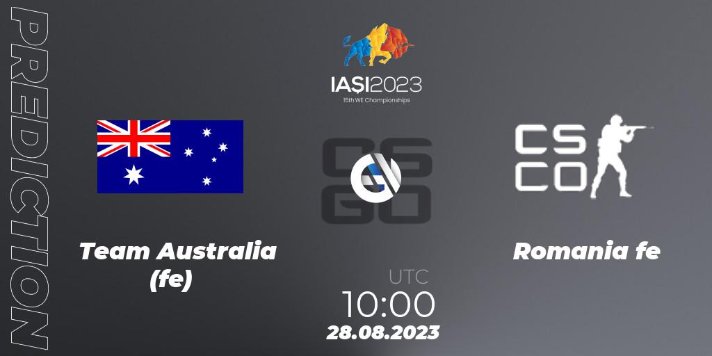 Team Australia (fe) - Romania fe: Maç tahminleri. 28.08.2023 at 10:00, Counter-Strike (CS2), IESF Female World Esports Championship 2023