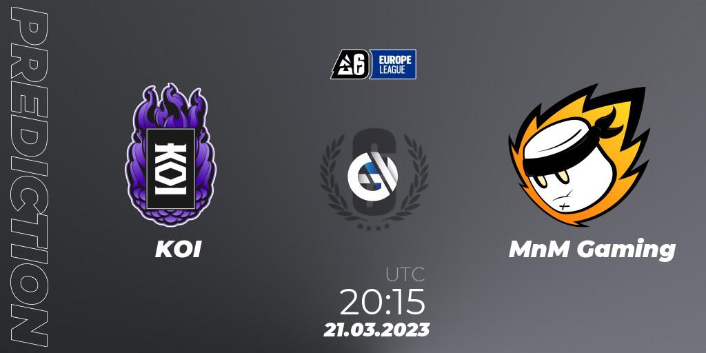 KOI - MnM Gaming: Maç tahminleri. 21.03.23, Rainbow Six, Europe League 2023 - Stage 1