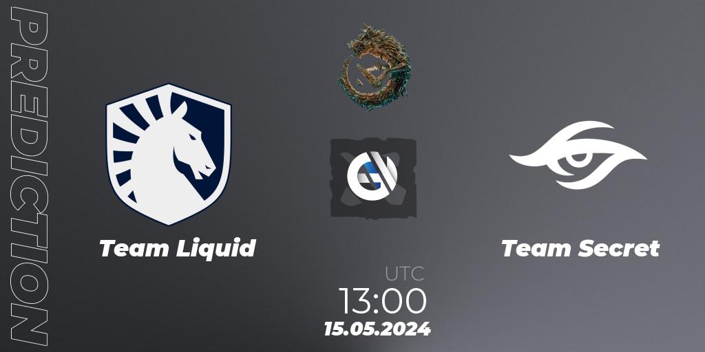 Team Liquid - Team Secret: Maç tahminleri. 15.05.2024 at 13:30, Dota 2, PGL Wallachia Season 1 - Group Stage