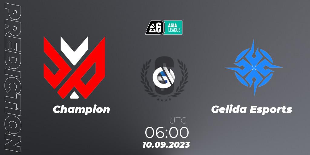 Champion - Gelida Esports: Maç tahminleri. 10.09.2023 at 06:00, Rainbow Six, SEA League 2023 - Stage 2