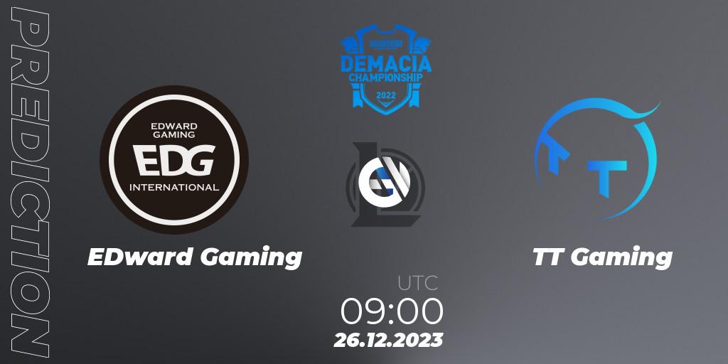 EDward Gaming - TT Gaming: Maç tahminleri. 26.12.2023 at 09:00, LoL, Demacia Cup 2023 Group Stage