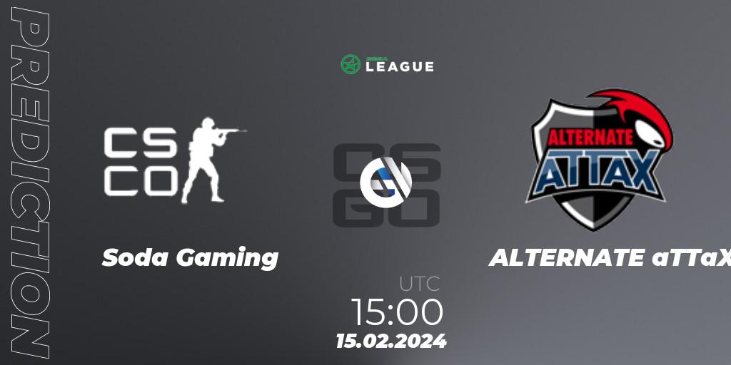 Soda Gaming - ALTERNATE aTTaX: Maç tahminleri. 15.02.2024 at 15:00, Counter-Strike (CS2), ESEA Season 48: Advanced Division - Europe