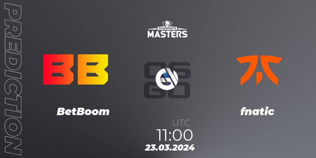 BetBoom - fnatic: Maç tahminleri. 23.03.24, CS2 (CS:GO), Skyesports Masters 2024: European Qualifier