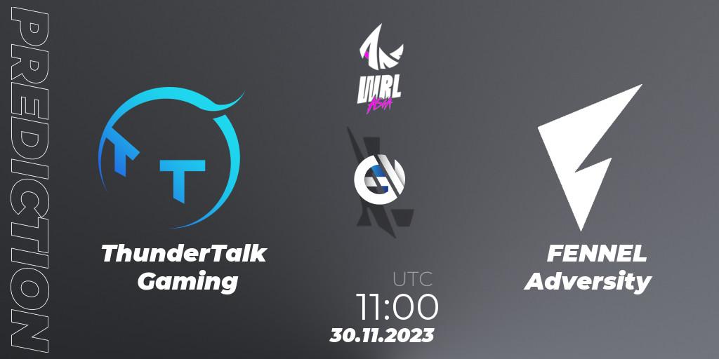 ThunderTalk Gaming - FENNEL Adversity: Maç tahminleri. 30.11.2023 at 11:00, Wild Rift, WRL Asia 2023 - Season 2 - Regular Season