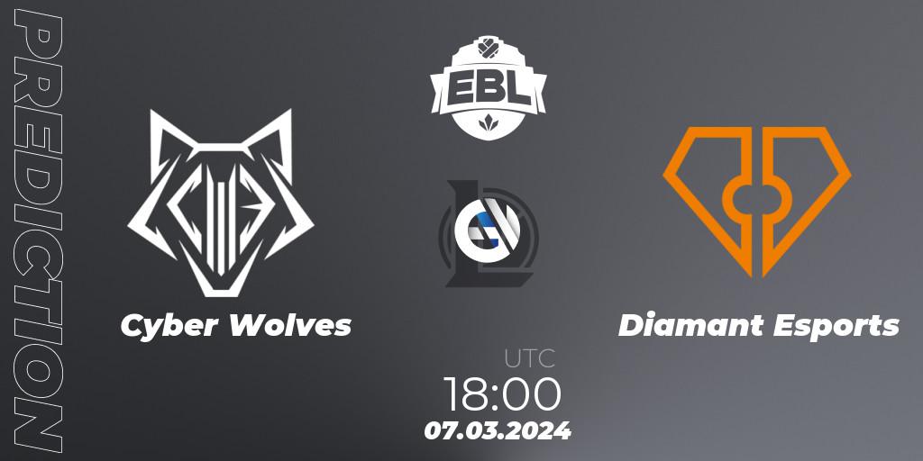 Cyber Wolves - Diamant Esports: Maç tahminleri. 07.03.24, LoL, Esports Balkan League Season 14