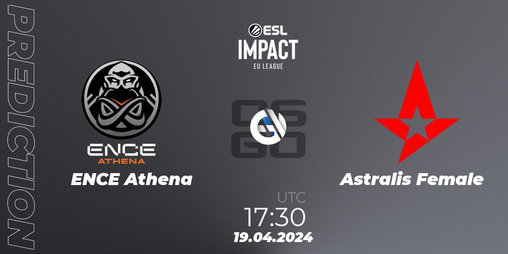 ENCE Athena - Astralis Female: Maç tahminleri. 19.04.2024 at 17:30, Counter-Strike (CS2), ESL Impact League Season 5: Europe