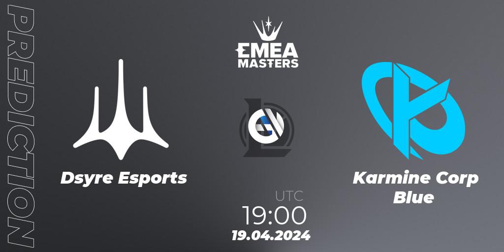 Dsyre Esports - Karmine Corp Blue: Maç tahminleri. 19.04.24, LoL, EMEA Masters Spring 2024 - Group Stage