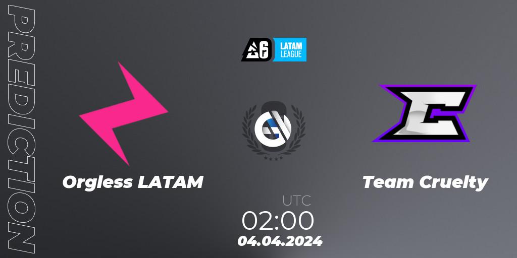 Orgless LATAM - Team Cruelty: Maç tahminleri. 04.04.2024 at 02:00, Rainbow Six, LATAM League 2024 - Stage 1: LATAM North