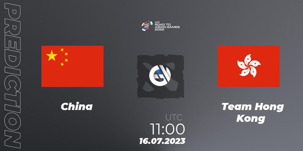 China - Team Hong Kong: Maç tahminleri. 16.07.2023 at 11:40, Dota 2, 2022 AESF Road to Asian Games - East Asia
