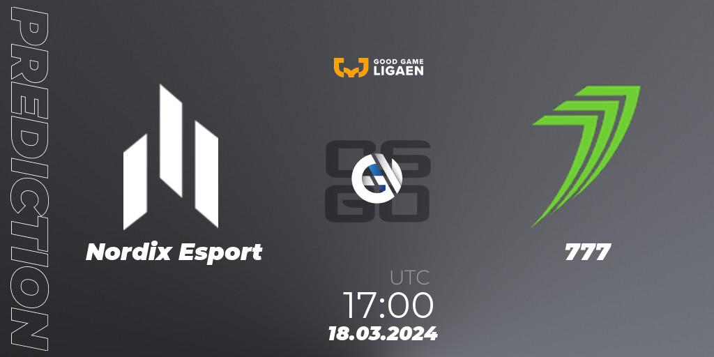 Nordix Esport - 777: Maç tahminleri. 18.03.2024 at 18:00, Counter-Strike (CS2), Good Game-ligaen Spring 2024