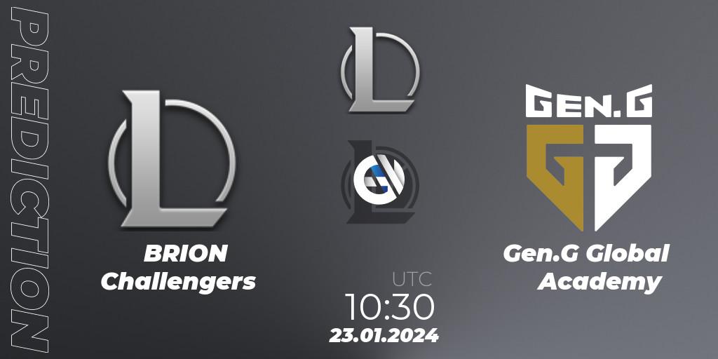 BRION Challengers - Gen.G Global Academy: Maç tahminleri. 23.01.2024 at 10:30, LoL, LCK Challengers League 2024 Spring - Group Stage