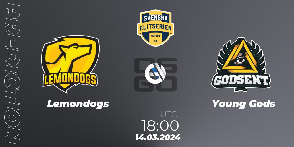 Lemondogs - Young Gods: Maç tahminleri. 14.03.2024 at 18:10, Counter-Strike (CS2), Svenska Elitserien Spring 2024