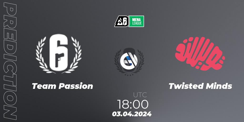 Team Passion - Twisted Minds: Maç tahminleri. 03.04.2024 at 18:00, Rainbow Six, MENA League 2024 - Stage 1
