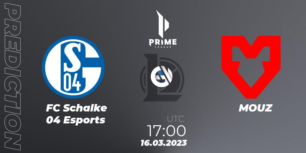FC Schalke 04 Esports - MOUZ: Maç tahminleri. 16.03.2023 at 17:00, LoL, Prime League Spring 2023 - Playoffs