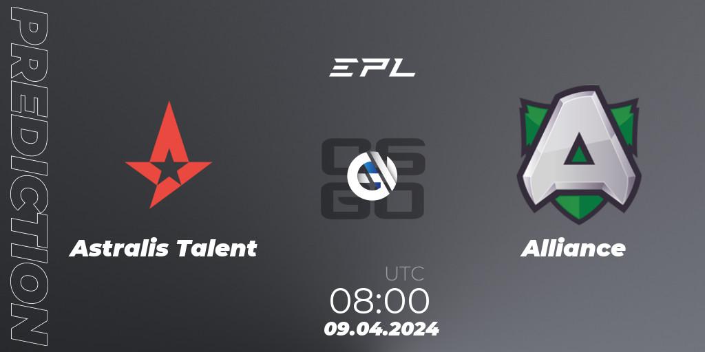 Astralis Talent - Alliance: Maç tahminleri. 09.04.2024 at 08:00, Counter-Strike (CS2), European Pro League Season 15