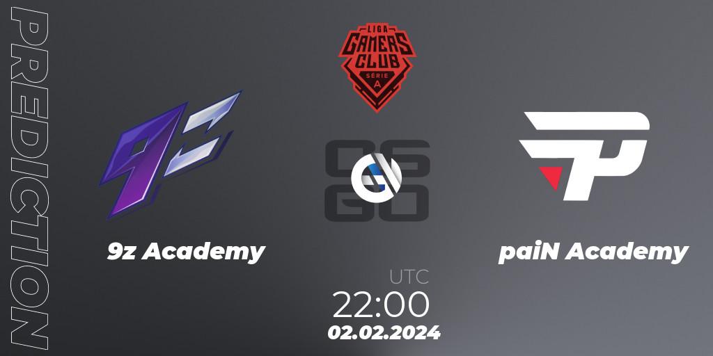 9z Academy - paiN Academy: Maç tahminleri. 02.02.2024 at 22:00, Counter-Strike (CS2), Gamers Club Liga Série A: January 2024