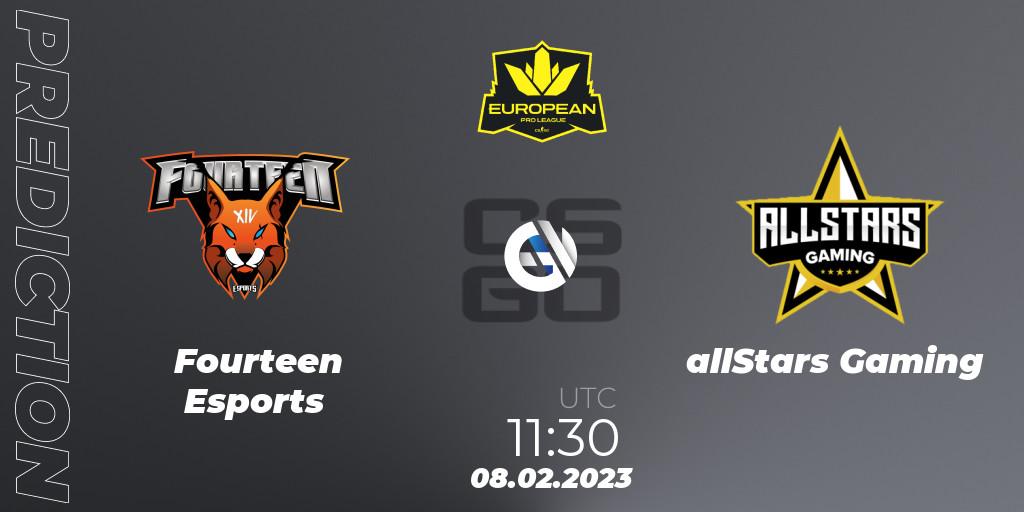 Fourteen Esports - allStars Gaming: Maç tahminleri. 08.02.23, CS2 (CS:GO), European Pro League Season 6: Division 2
