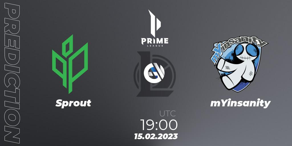 Sprout - mYinsanity: Maç tahminleri. 15.02.2023 at 19:00, LoL, Prime League 2nd Division Spring 2023 - Group Stage