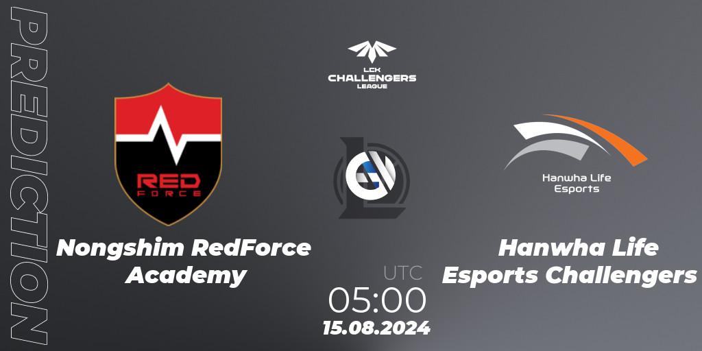 Nongshim RedForce Academy - Hanwha Life Esports Challengers: Maç tahminleri. 15.08.2024 at 05:00, LoL, LCK Challengers League 2024 Summer - Group Stage