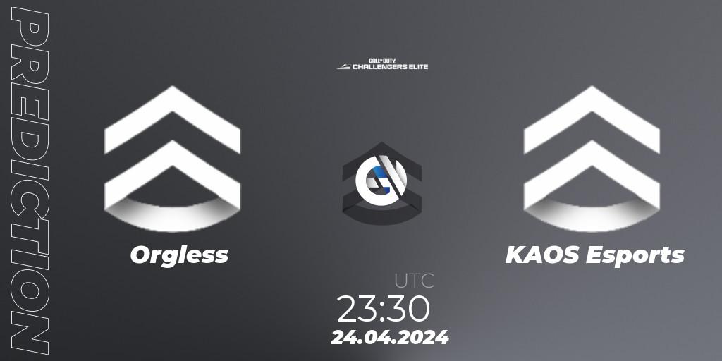 Orgless - KAOS Esports: Maç tahminleri. 24.04.2024 at 23:30, Call of Duty, Call of Duty Challengers 2024 - Elite 2: NA