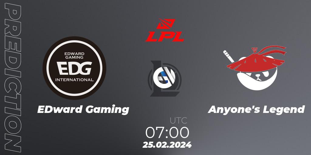 EDward Gaming - Anyone's Legend: Maç tahminleri. 25.02.24, LoL, LPL Spring 2024 - Group Stage