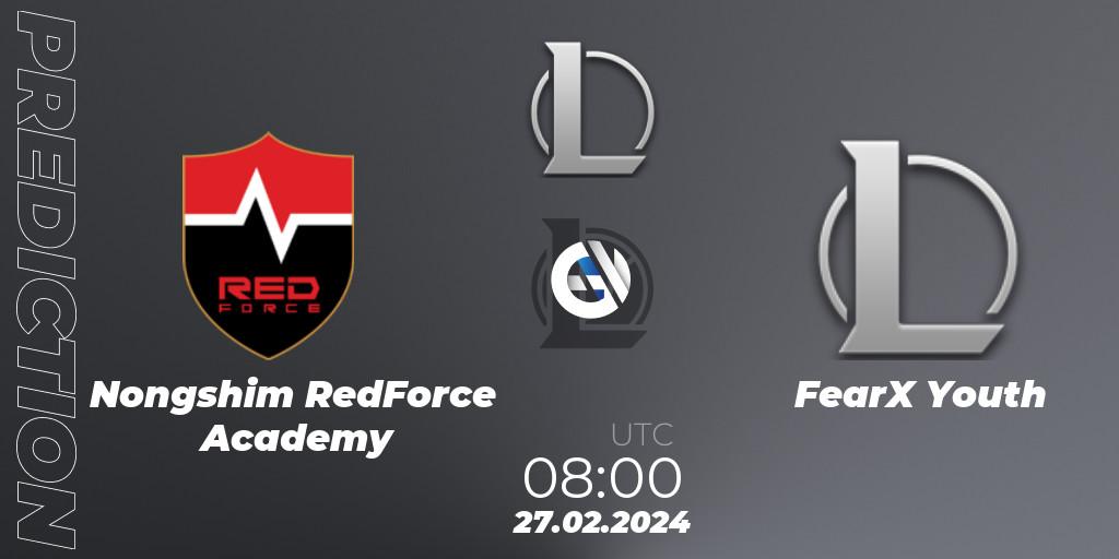 Nongshim RedForce Academy - FearX Youth: Maç tahminleri. 27.02.2024 at 08:00, LoL, LCK Challengers League 2024 Spring - Group Stage