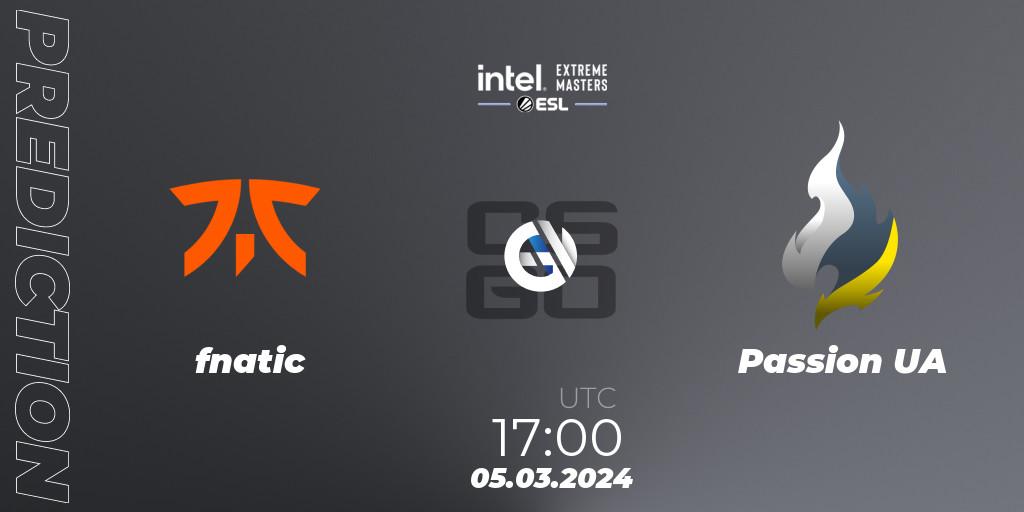 fnatic - Passion UA: Maç tahminleri. 05.03.2024 at 17:30, Counter-Strike (CS2), Intel Extreme Masters Dallas 2024: European Open Qualifier #2