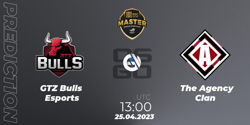 GTZ Bulls Esports - The Agency Clan: Maç tahminleri. 25.04.2023 at 13:00, Counter-Strike (CS2), Master League Portugal Season 11: Online Stage