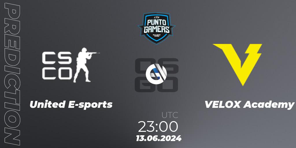 United E-sports - VELOX Academy: Maç tahminleri. 13.06.2024 at 23:00, Counter-Strike (CS2), Punto Gamers Cup 2024