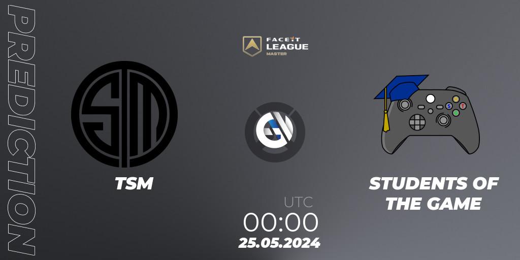 TSM - STUDENTS OF THE GAME: Maç tahminleri. 25.05.2024 at 00:00, Overwatch, FACEIT League Season 1 - NA Master Road to EWC
