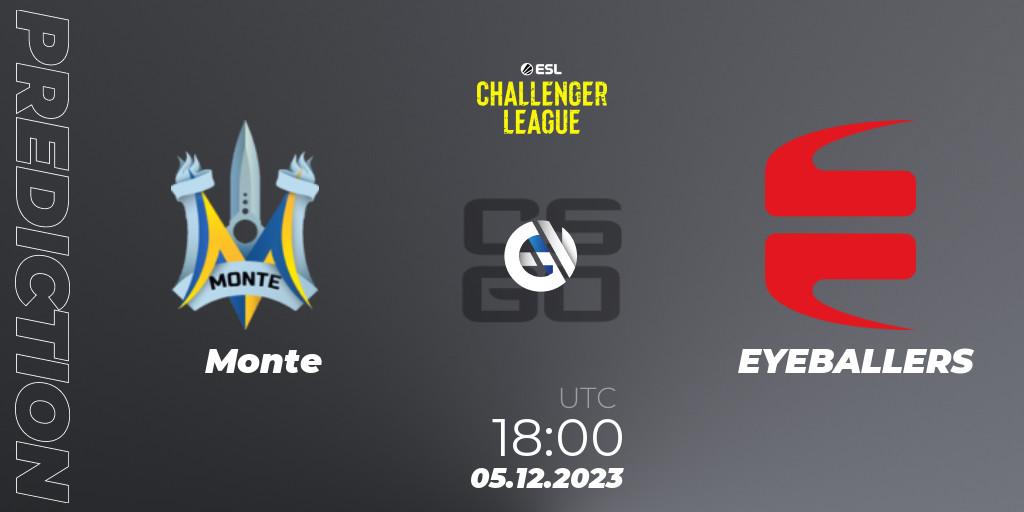 Monte - EYEBALLERS: Maç tahminleri. 05.12.23, CS2 (CS:GO), ESL Challenger League Season 46: Europe