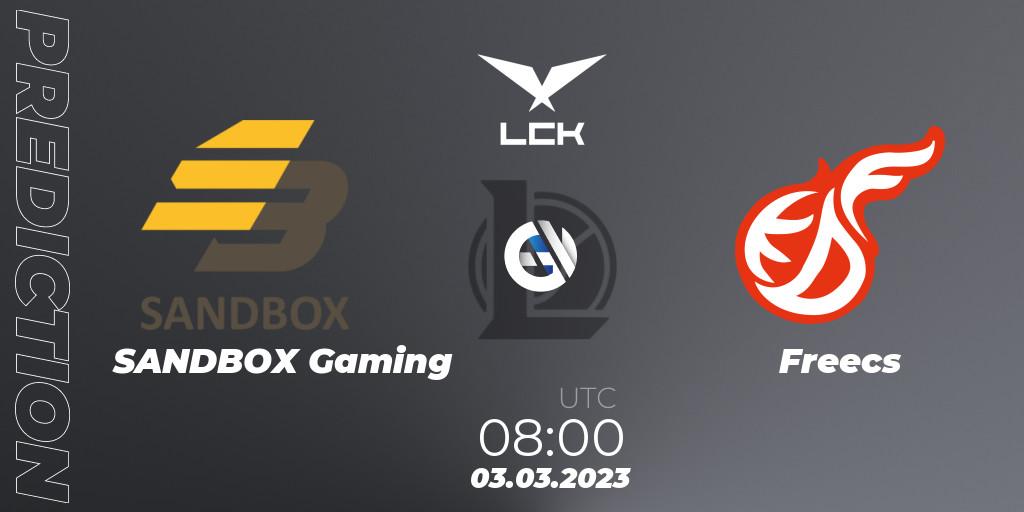 SANDBOX Gaming - Freecs: Maç tahminleri. 03.03.2023 at 08:00, LoL, LCK Spring 2023 - Group Stage