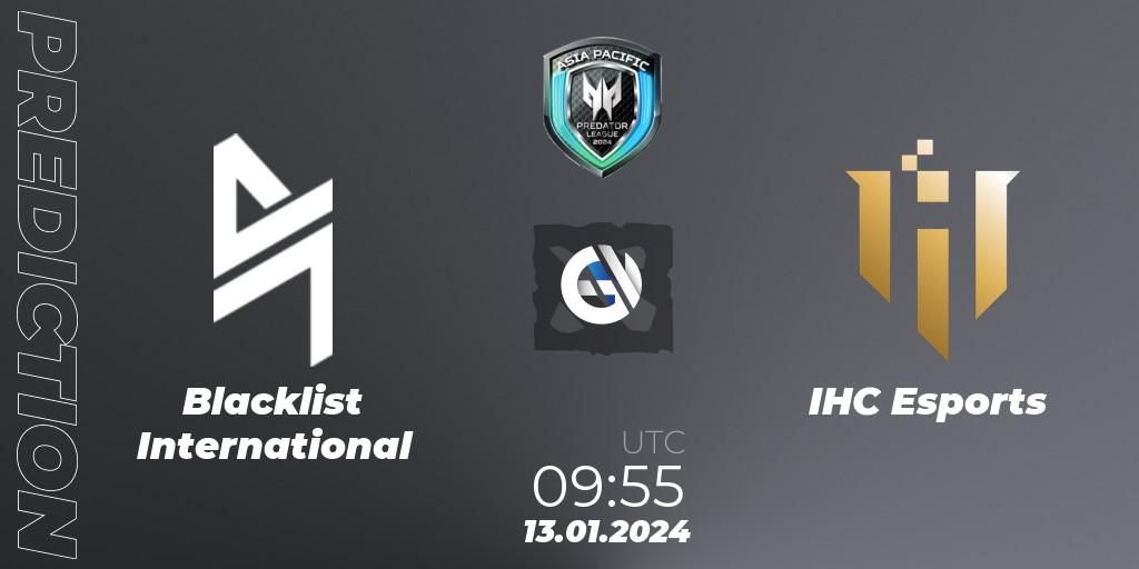 Blacklist International - IHC Esports: Maç tahminleri. 13.01.2024 at 11:31, Dota 2, Asia Pacific Predator League 2024